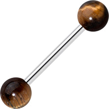 Load image into Gallery viewer, Elegant Brown Tiger Eye Barbell Tongue Ring
