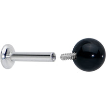 Load image into Gallery viewer, 16G 1/4 Elegant Black Agate Internally Threaded Labret Tragus
