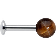 Load image into Gallery viewer, 16G 1/4 Elegant Brown Tiger Eye Internal Threaded Labret Tragus
