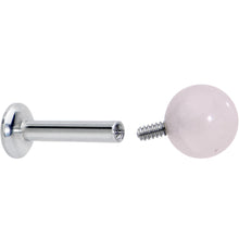 Load image into Gallery viewer, 16G 1/4 Elegant Pink Rose Quartz Internal Threaded Labret Tragus
