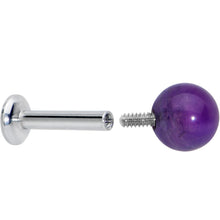 Load image into Gallery viewer, 16G 1/4 Elegant Purple Amethyst Internal Threaded Labret Tragus
