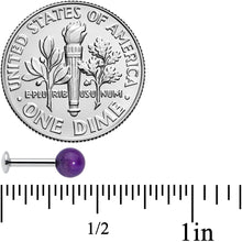 Load image into Gallery viewer, 16G 1/4 Elegant Purple Amethyst Internal Threaded Labret Tragus
