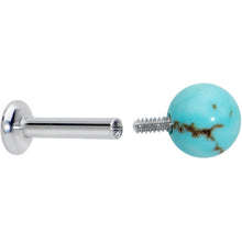 将图片加载到图库查看器，16G 1/4 Elegant Blue Turquoise Internally Threaded Labret Tragus
