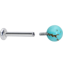 Load image into Gallery viewer, 16G 5/16 Elegant Blue Turquoise Internally Threaded Labret Tragus
