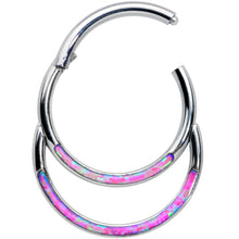 Load image into Gallery viewer, 16G 3/8 Purple Synthetic Opal Double Row Hinged Segment Ring
