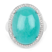 将图片加载到图库查看器，15.09 Carat Genuine Amazanite And White Topaz .925 Sterling Silver Ring
