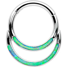 将图片加载到图库查看器，16G 5/16 Green Synthetic Opal Double Row Hinged Segment Ring
