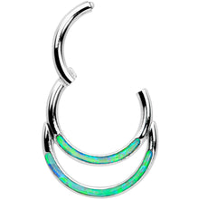 将图片加载到图库查看器，16G 5/16 Green Synthetic Opal Double Row Hinged Segment Ring
