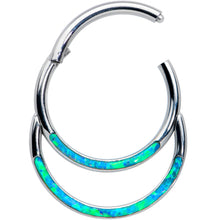 将图片加载到图库查看器，16G 3/8 Blue Synthetic Opal Double Row Hinged Segment Ring
