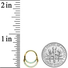 Load image into Gallery viewer, 16G 5/16 Synth Opal Gold Tone Double Row Hinged Segment Ring
