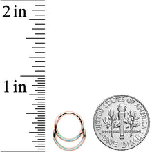 Load image into Gallery viewer, 16G 5/16 Synth Opal Rose Gold Tone Double Row Hinged Segment Ring
