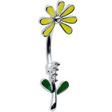 将图片加载到图库查看器，Clear CZ Gem Whimsy Daisy Flower Double Mount Belly Ring
