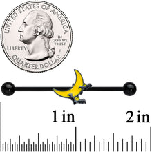 Load image into Gallery viewer, 14G Black Batty Moon Halloween Industrial Barbell 1 9/16"
