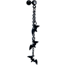Load image into Gallery viewer, 16G 1/4 Clear Gem Black Gone Batty Halloween Dangle Cartilage
