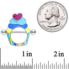 Load image into Gallery viewer, 14G 9/16 Heart Topped Blue Cupcake Nipple Shield Set
