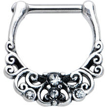 Load image into Gallery viewer, 16G 3/8 Clear Gem Elegant Scrollwork Cartilage Clicker

