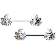 将图片加载到图库查看器，14G 9/16 Multicolor Openwork Autumn Leaf Barbell Nipple Ring Set
