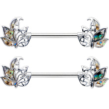 将图片加载到图库查看器，14G 9/16 Multicolor Openwork Autumn Leaf Barbell Nipple Ring Set

