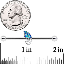 Load image into Gallery viewer, 14G Simple Blue Wing Butterfly Industrial Barbell 38mm

