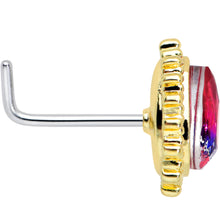 Load image into Gallery viewer, 20G 7.5mm Purple Tourmaline Textured Drop L Shape Nose Ring

