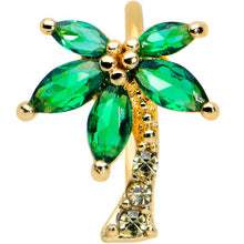 Load image into Gallery viewer, 20G 5/16 Yellow Green Gem Gold Tone Palm Tree Nose Hoop
