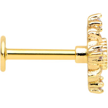 Load image into Gallery viewer, 16G 5/16 Green Gem Gold Tone Noble Square Labret Monroe Tragus
