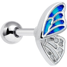 Load image into Gallery viewer, 16G 1/4 Simple Blue Butterfly Wing Cartilage Tragus Earring
