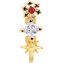 Load image into Gallery viewer, 20G 5/16 Clear Red Gem Gold Tone Star Snowflake Nose Hoop
