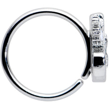 Load image into Gallery viewer, 20G 5/16 Pink Gem Black Cat White Flowers Nose Hoop
