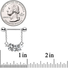 Load image into Gallery viewer, 14G 9/16 Clear Gem Leafy Branch Dangle Nipple Ring Set
