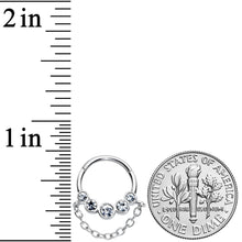 Load image into Gallery viewer, 16G 3/8 Clear Gem Trio Chain Dangle Hinged Segment Ring
