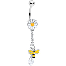 将图片加载到图库查看器，Clear Gem Heart Bee Daisy Flower Dangle Belly Ring
