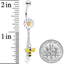 将图片加载到图库查看器，Clear Gem Heart Bee Daisy Flower Dangle Belly Ring
