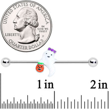 Load image into Gallery viewer, 14G Trick or Treat Bow Ghost Halloween Industrial Barbell 38mm
