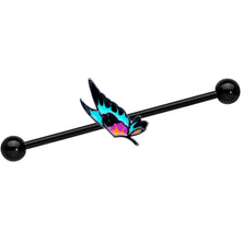 Load image into Gallery viewer, 14G Black Sunset Butterfly Industrial Barbell 38mm
