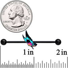 Load image into Gallery viewer, 14G Black Sunset Butterfly Industrial Barbell 38mm
