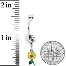 将图片加载到图库查看器，Clear Gem Cheery Sunflower Dangle Belly Ring
