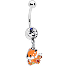 将图片加载到图库查看器，Clear Gem Cute Fall Fox Dangle Belly Ring

