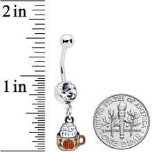 Load image into Gallery viewer, Clear Gem Pumpkin Spice Cappuccino Coffee Autumn Dangle Belly Ring

