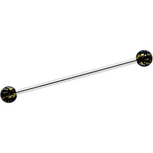 Load image into Gallery viewer, 14G Matte Black Splatter Pattern Ends Industrial Barbell 38mm
