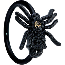 Load image into Gallery viewer, 20G 5/16 Yellow Gem Black Nubbly Spider Halloween Nose Hoop
