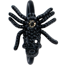 Load image into Gallery viewer, 20G 5/16 Yellow Gem Black Nubbly Spider Halloween Nose Hoop
