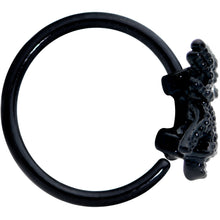 Load image into Gallery viewer, 20G 5/16 Yellow Gem Black Nubbly Spider Halloween Nose Hoop
