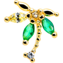 Load image into Gallery viewer, 16G 5/16 Green Gem Gold Tone Palm Tree Labret Monroe Tragus

