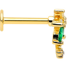 Load image into Gallery viewer, 16G 5/16 Green Gem Gold Tone Palm Tree Labret Monroe Tragus
