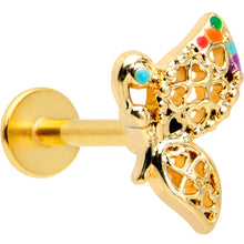 Load image into Gallery viewer, 16G 5/16 Clear CZ Gem Gold Tone Heart Butterfly Labret Tragus
