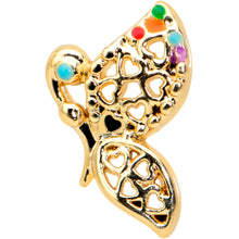 Load image into Gallery viewer, 16G 5/16 Clear CZ Gem Gold Tone Heart Butterfly Labret Tragus
