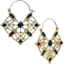 Load image into Gallery viewer, Black Gem Gold Tone Glamorous Art Deco Style Tunnel Plug Earrings
