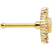 Load image into Gallery viewer, 20G 1/4 Green Gem Gold Tone Noble Square Nose Bone
