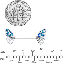 将图片加载到图库查看器，14G 9/16 Simple Blue Wing Butterfly Barbell Nipple Ring Set
